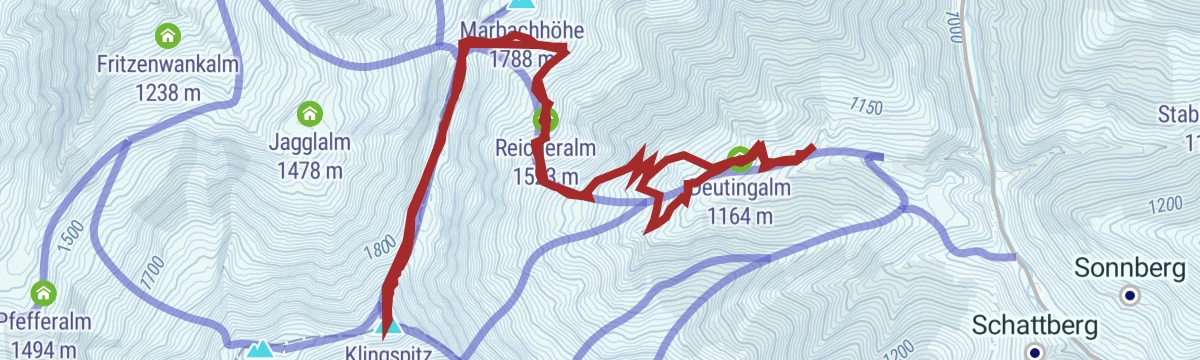 Route map: Skitour zum Klingspitz